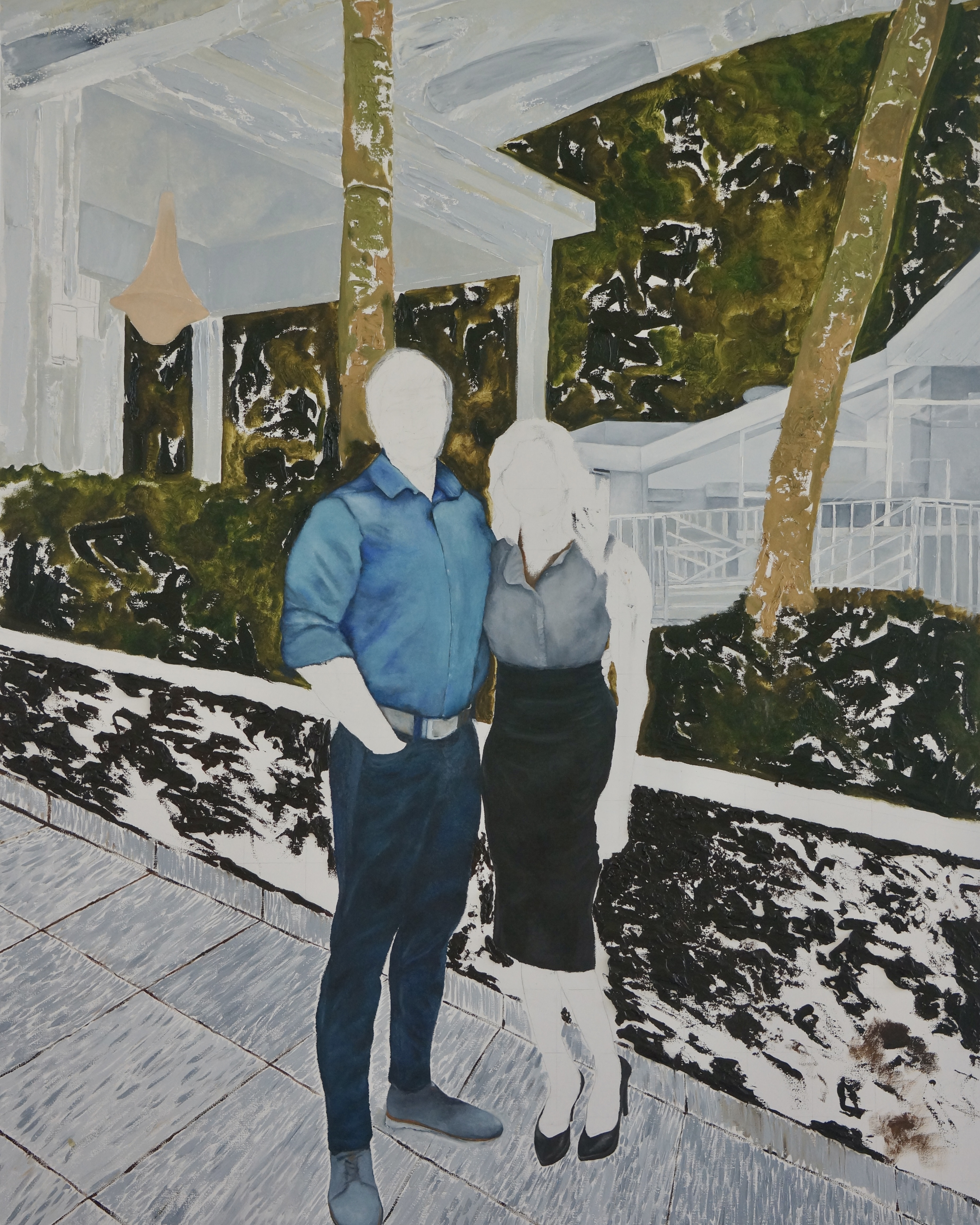 The Funicular oil painting in process